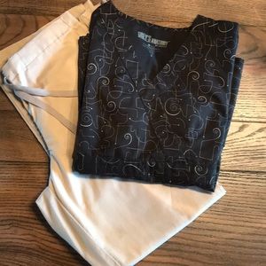 Greys Anatomy scrub top and khaki scrub pants